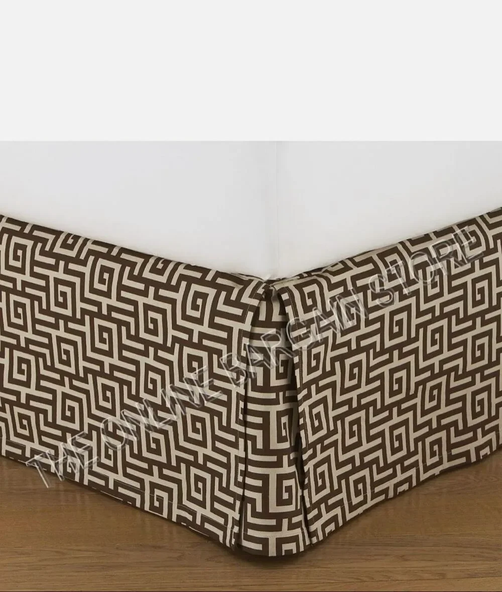 Pottery Barn Sutter Greek Key Full Bedskirt and Bolster Pillow